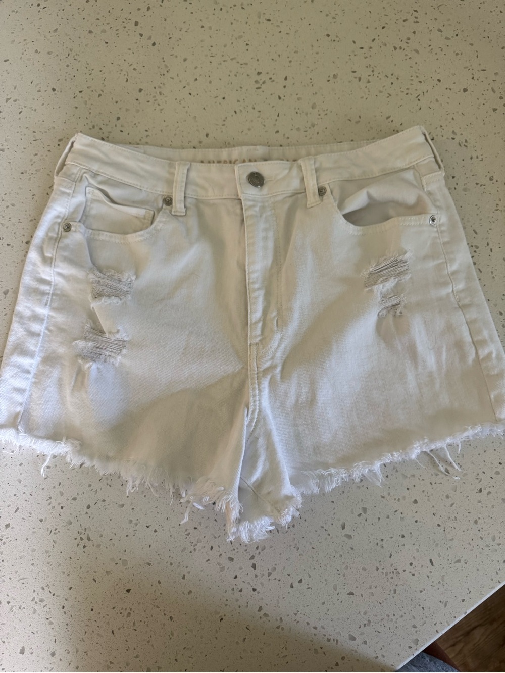 American Eagle Outfitters White Distressed Denim Shorts